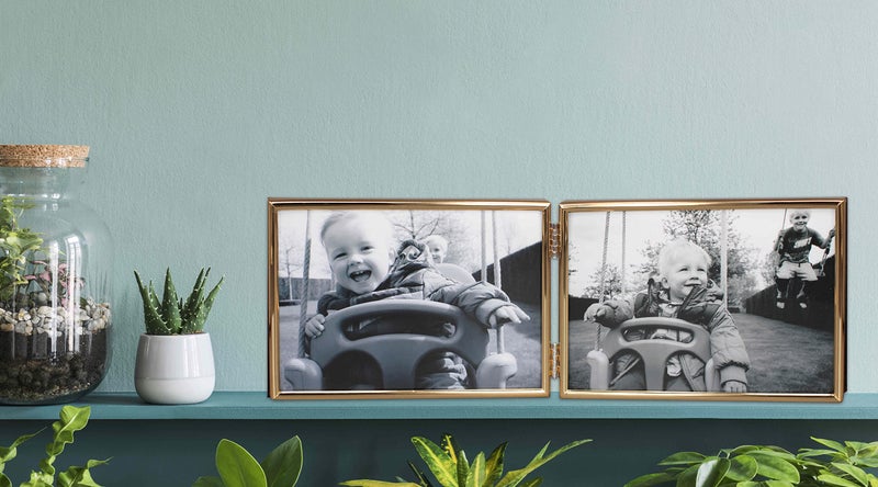 LEADEX Double Thin Edge Picture Frame,Horizontal Standing,5 by 7 Inch,Velvet Back Simple Classic Styling (gold) - Image 1